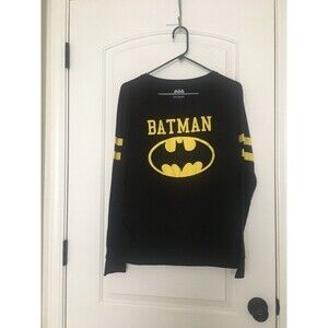 Batman Adult Graphic Long Sleeve Shirt Size Large Black Gold